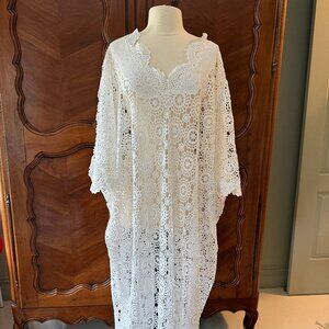 Vintage White Crochet Beach Coverup Bridal